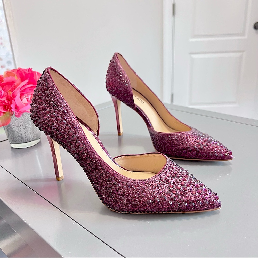 Gianni Bini Purple Bejeweled Studded Pointed Toe Stiletto Heels